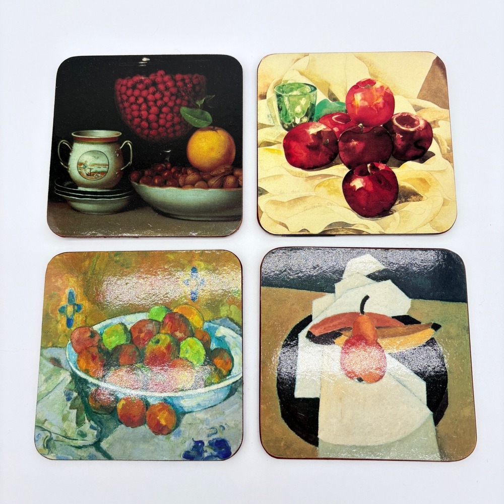 Art Institute of Chicago Still Life Coasters Set of 4 Cork Backed Fruit Art NWT